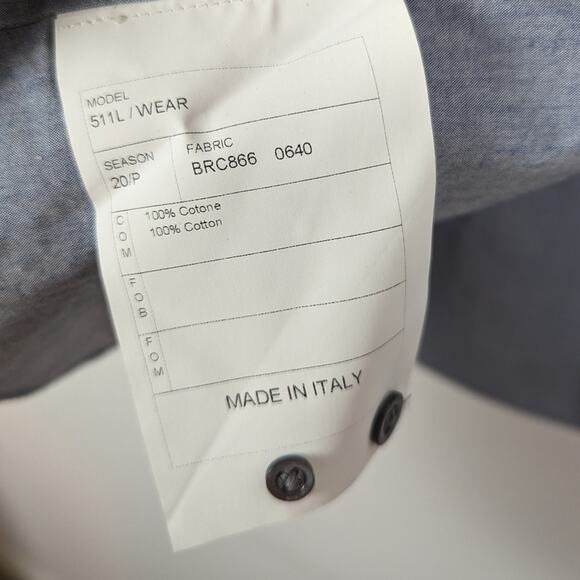 NWT Boglioli Solid Chambray Blue Casual Button Down Shirt - Picture 7 of 8